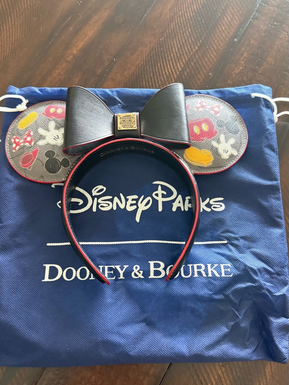 Dooney & Bourke Black and Red Minnie Ear Headband with Patterned Ears